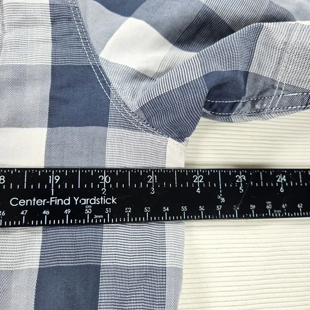 The North Face Shadow Cosmic Blue Gingham Plaid Button Up Shirt Men's Size Large